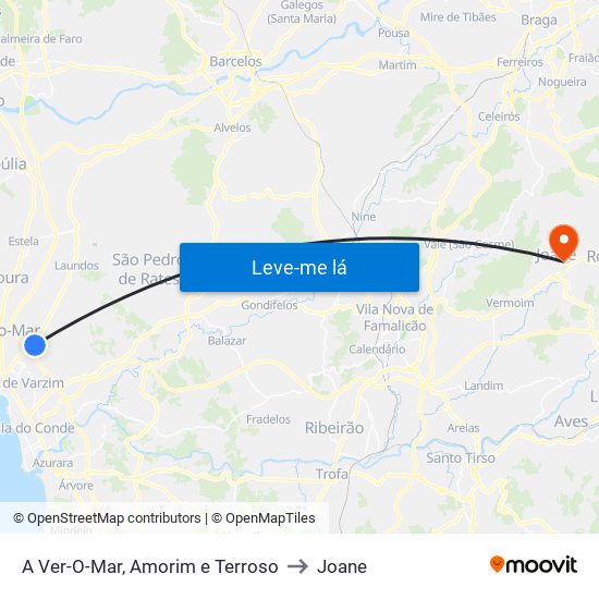 A Ver-O-Mar, Amorim e Terroso to Joane map