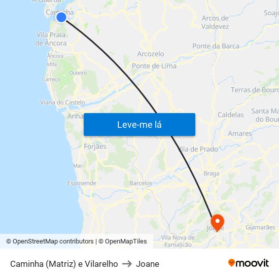 Caminha (Matriz) e Vilarelho to Joane map