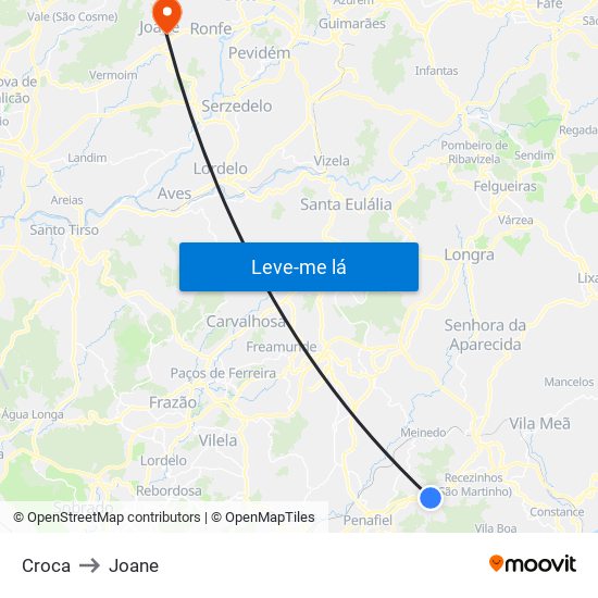 Croca to Joane map