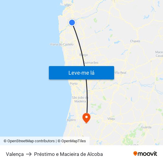 Valença to Préstimo e Macieira de Alcoba map