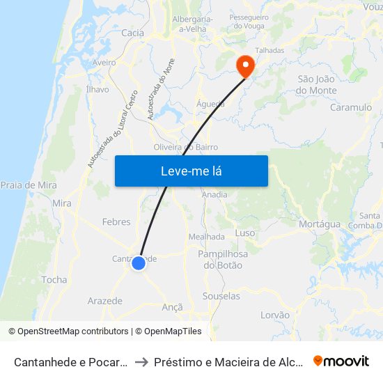 Cantanhede e Pocariça to Préstimo e Macieira de Alcoba map