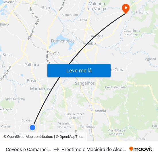 Covões e Camarneira to Préstimo e Macieira de Alcoba map