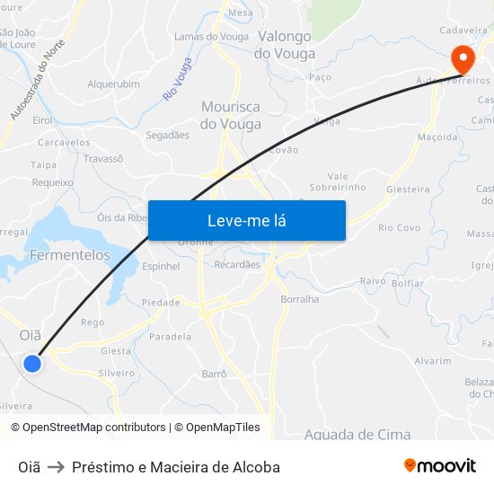 Oiã to Préstimo e Macieira de Alcoba map