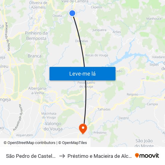 São Pedro de Castelões to Préstimo e Macieira de Alcoba map