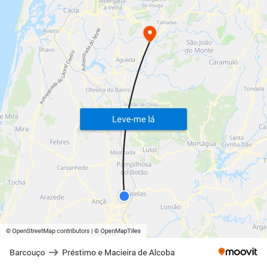 Barcouço to Préstimo e Macieira de Alcoba map