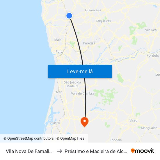 Vila Nova De Famalicão to Préstimo e Macieira de Alcoba map