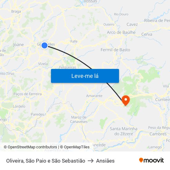 Oliveira, São Paio e São Sebastião to Ansiāes map