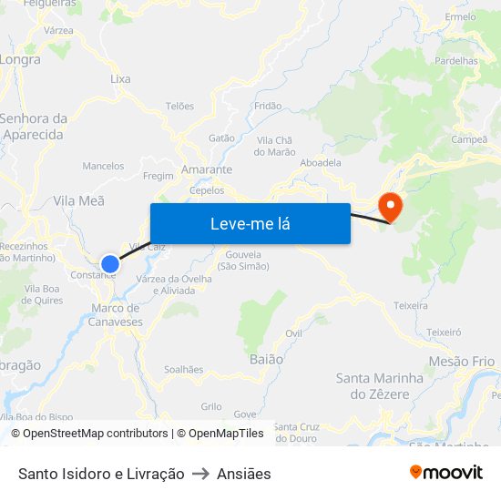 Santo Isidoro e Livração to Ansiāes map
