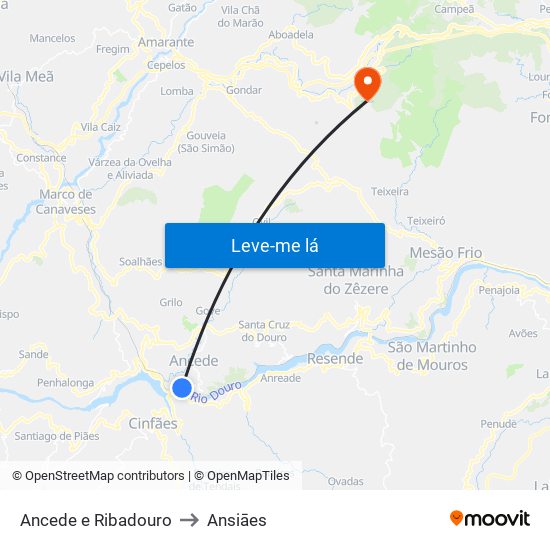 Ancede e Ribadouro to Ansiāes map