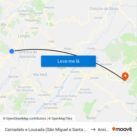 Cernadelo e Lousada (São Miguel e Santa Margarida) to Ansiāes map
