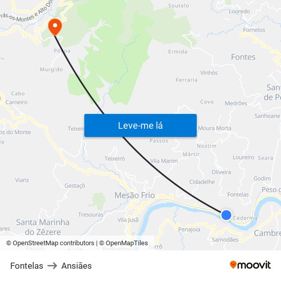 Fontelas to Ansiāes map