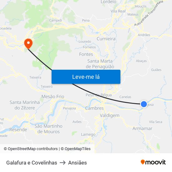 Galafura e Covelinhas to Ansiāes map