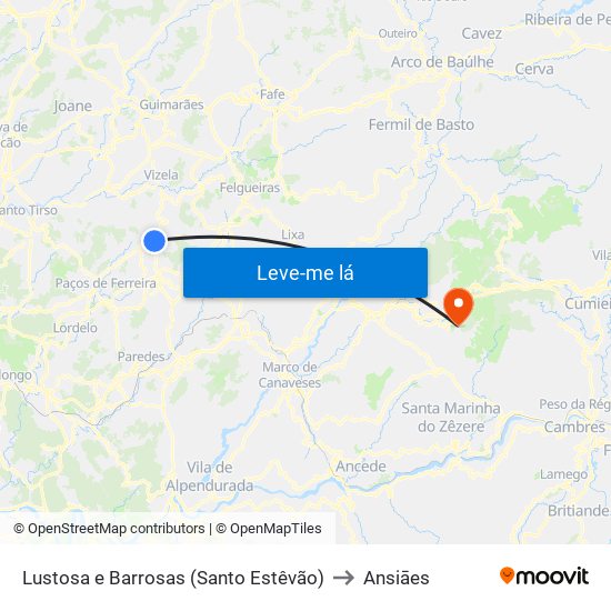 Lustosa e Barrosas (Santo Estêvão) to Ansiāes map