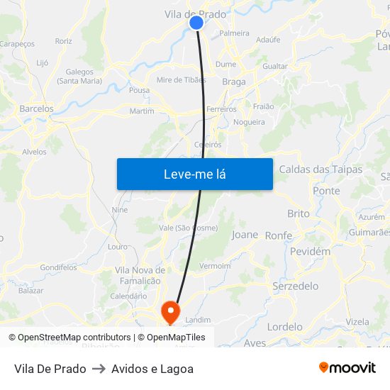 Vila De Prado to Avidos e Lagoa map