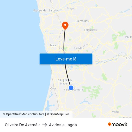 Oliveira De Azeméis to Avidos e Lagoa map