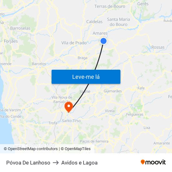 Póvoa De Lanhoso to Avidos e Lagoa map