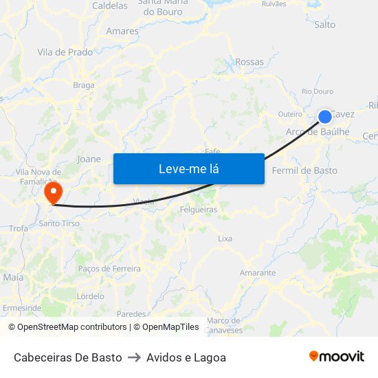 Cabeceiras De Basto to Avidos e Lagoa map