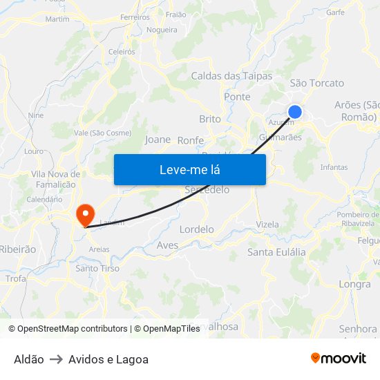 Aldão to Avidos e Lagoa map