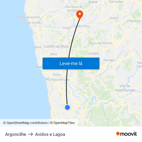 Argoncilhe to Avidos e Lagoa map