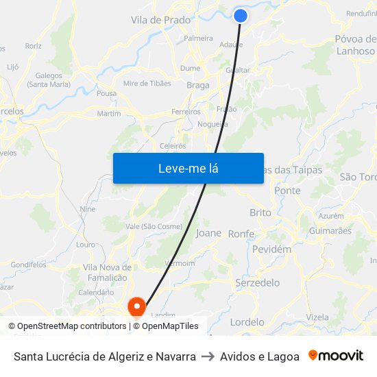 Santa Lucrécia de Algeriz e Navarra to Avidos e Lagoa map