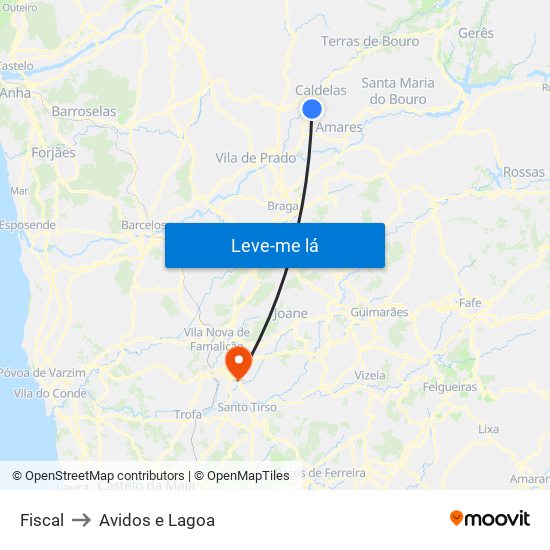 Fiscal to Avidos e Lagoa map