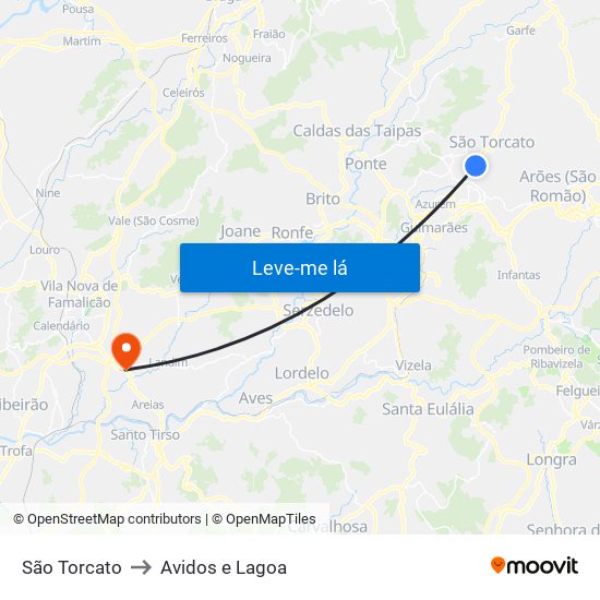 São Torcato to Avidos e Lagoa map