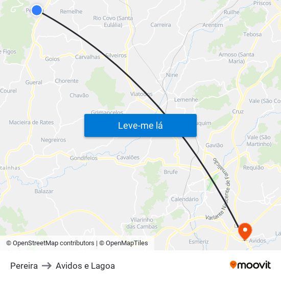 Pereira to Avidos e Lagoa map