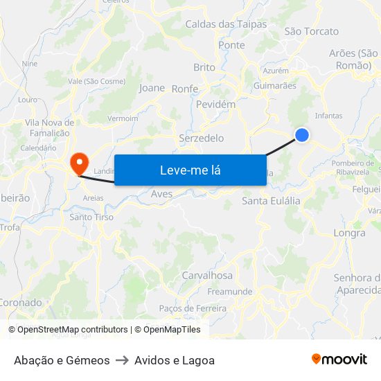 Abação e Gémeos to Avidos e Lagoa map