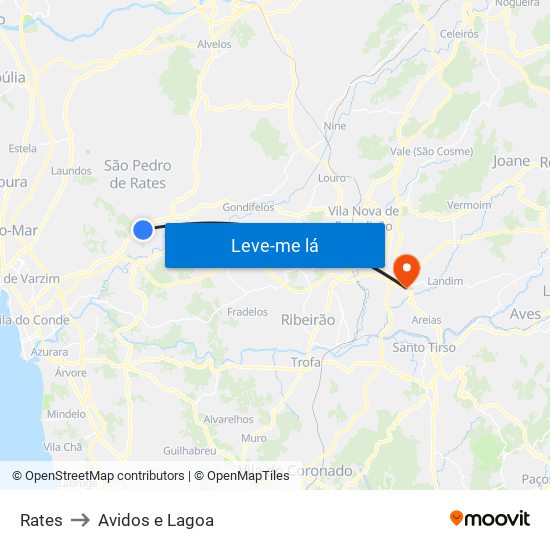 Rates to Avidos e Lagoa map