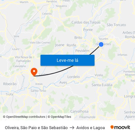 Oliveira, São Paio e São Sebastião to Avidos e Lagoa map