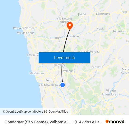 Gondomar (São Cosme), Valbom e Jovim to Avidos e Lagoa map