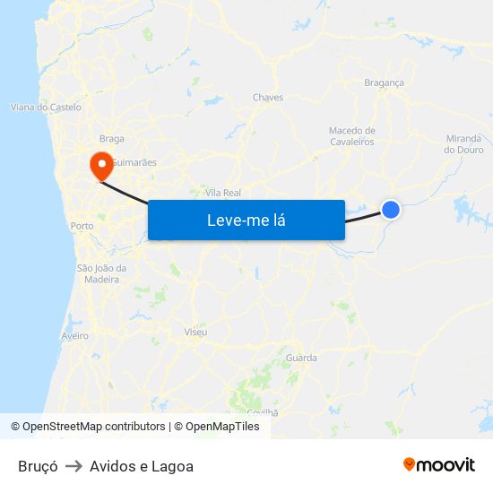 Bruçó to Avidos e Lagoa map