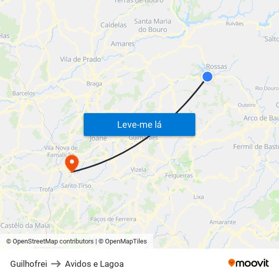 Guilhofrei to Avidos e Lagoa map