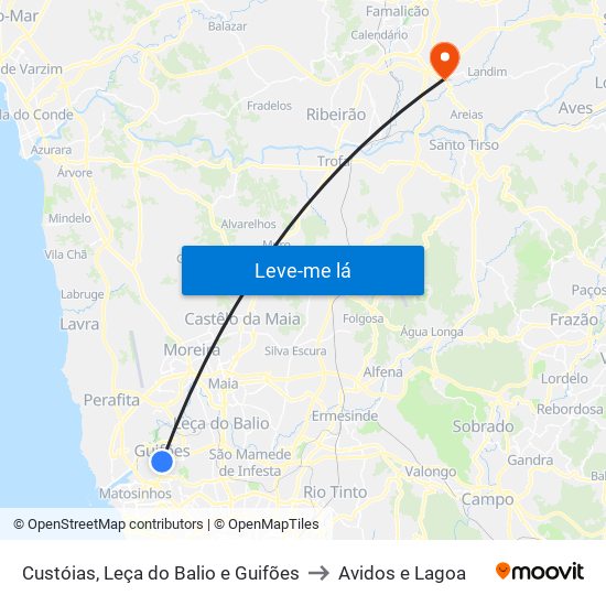 Custóias, Leça do Balio e Guifões to Avidos e Lagoa map