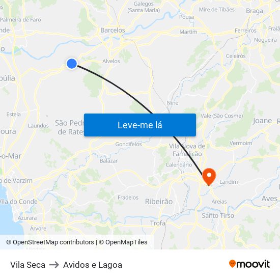 Vila Seca to Avidos e Lagoa map