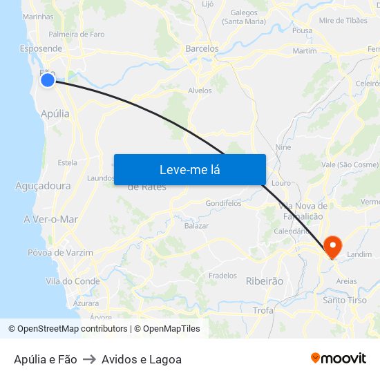 Apúlia e Fão to Avidos e Lagoa map