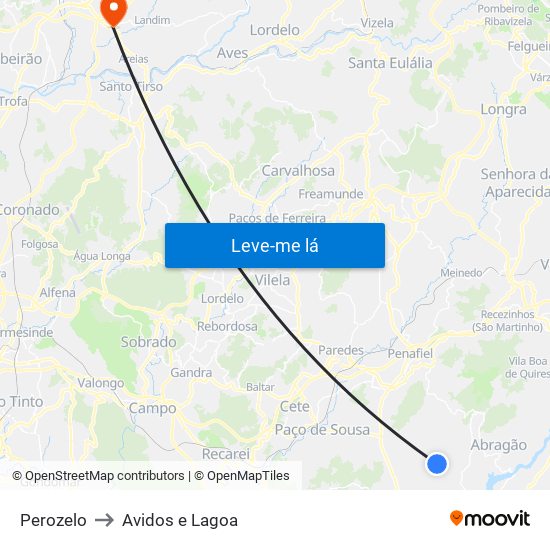 Perozelo to Avidos e Lagoa map