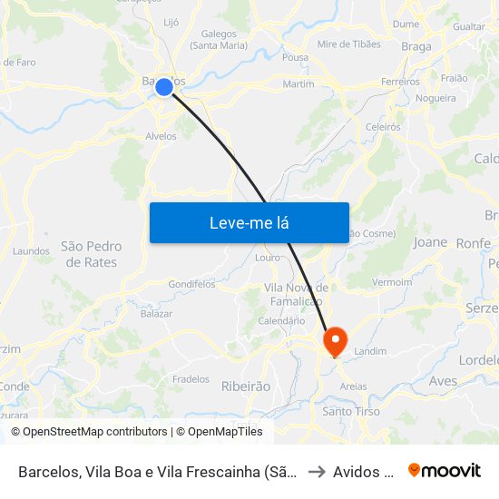 Barcelos, Vila Boa e Vila Frescainha (São Martinho e São Pedro) to Avidos e Lagoa map