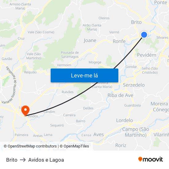 Brito to Avidos e Lagoa map