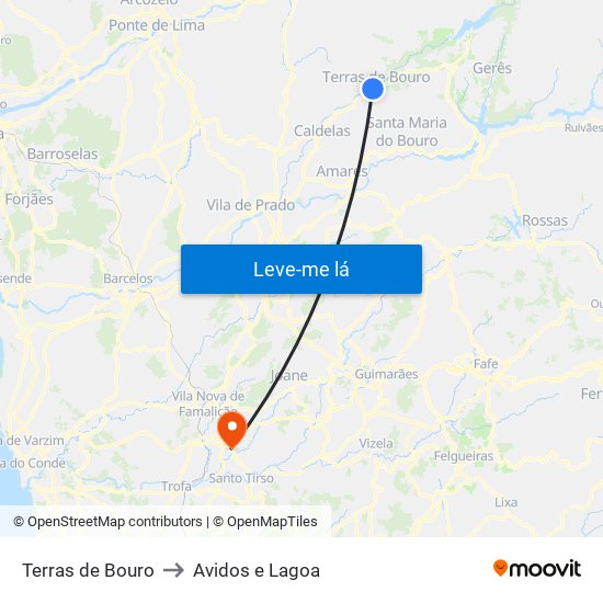 Terras de Bouro to Avidos e Lagoa map
