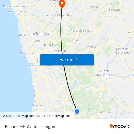 Escariz to Avidos e Lagoa map