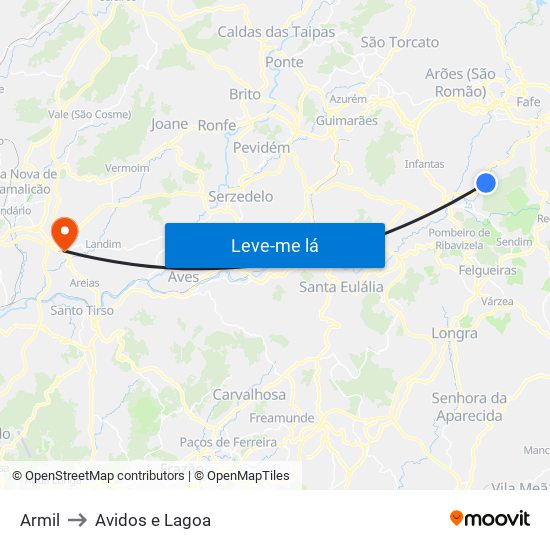 Armil to Avidos e Lagoa map