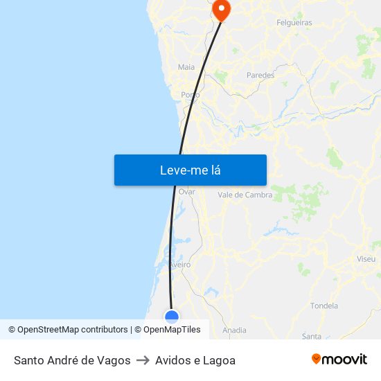 Santo André de Vagos to Avidos e Lagoa map