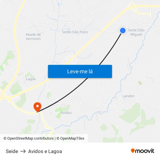 Seide to Avidos e Lagoa map