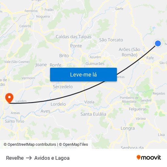 Revelhe to Avidos e Lagoa map