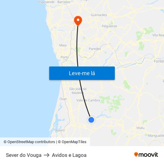 Sever do Vouga to Avidos e Lagoa map