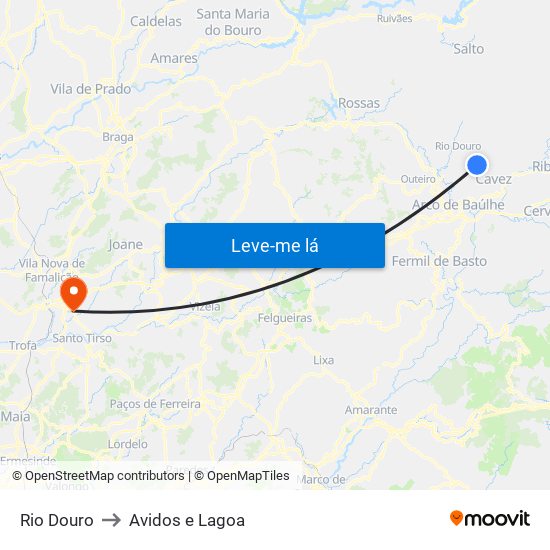 Rio Douro to Avidos e Lagoa map