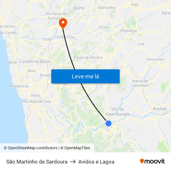 São Martinho de Sardoura to Avidos e Lagoa map