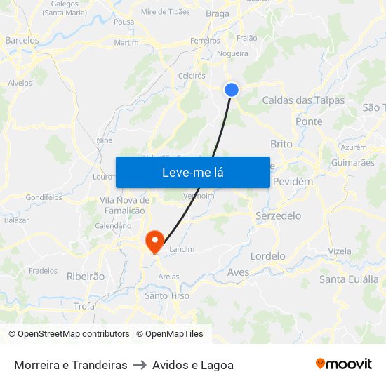 Morreira e Trandeiras to Avidos e Lagoa map