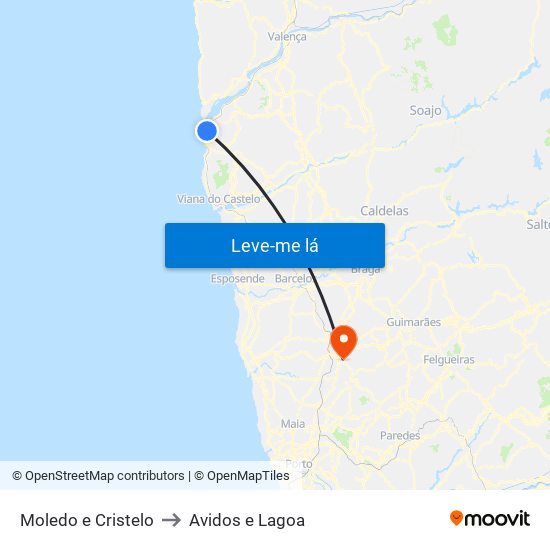 Moledo e Cristelo to Avidos e Lagoa map